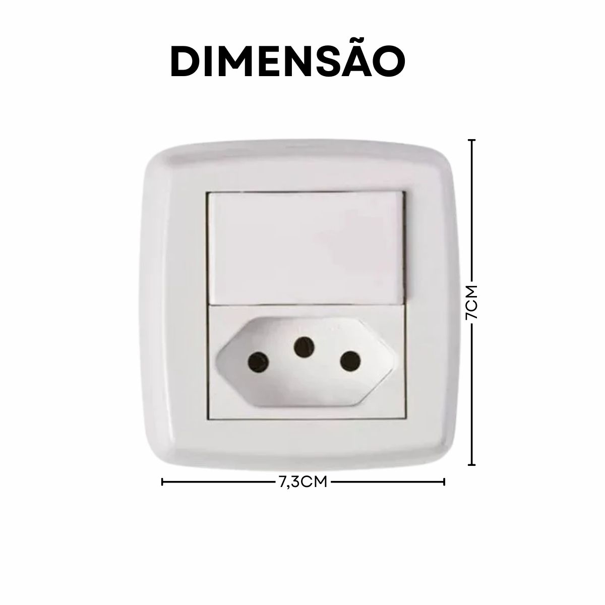Conjunto Canaleta Interruptor Simples + Tomada Montada Caixa + Placa Sm Sistema X 20A 250V 2P+T 73x70mm Marfim Sobrepor Granbella Weg