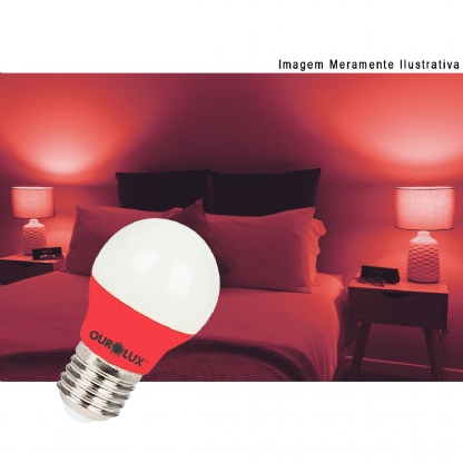 Lâmpada Led Bolinha G45 3W Bivolt E27 Vermelha - Ourolux