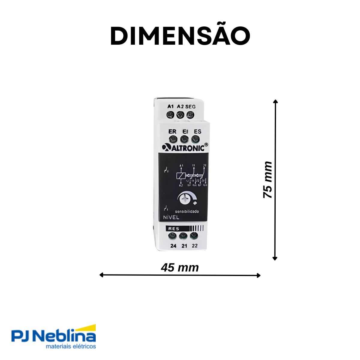 Relé Controle Monitoramento Nível 1Rev (Spdt) 5A 220V C/Caixa Mm E Sinalização - Altronic