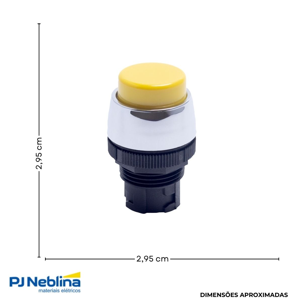 Botão Comando Pulsador Saliente Redondo 22 mm Plástico Amarelo - Ace Schmersal