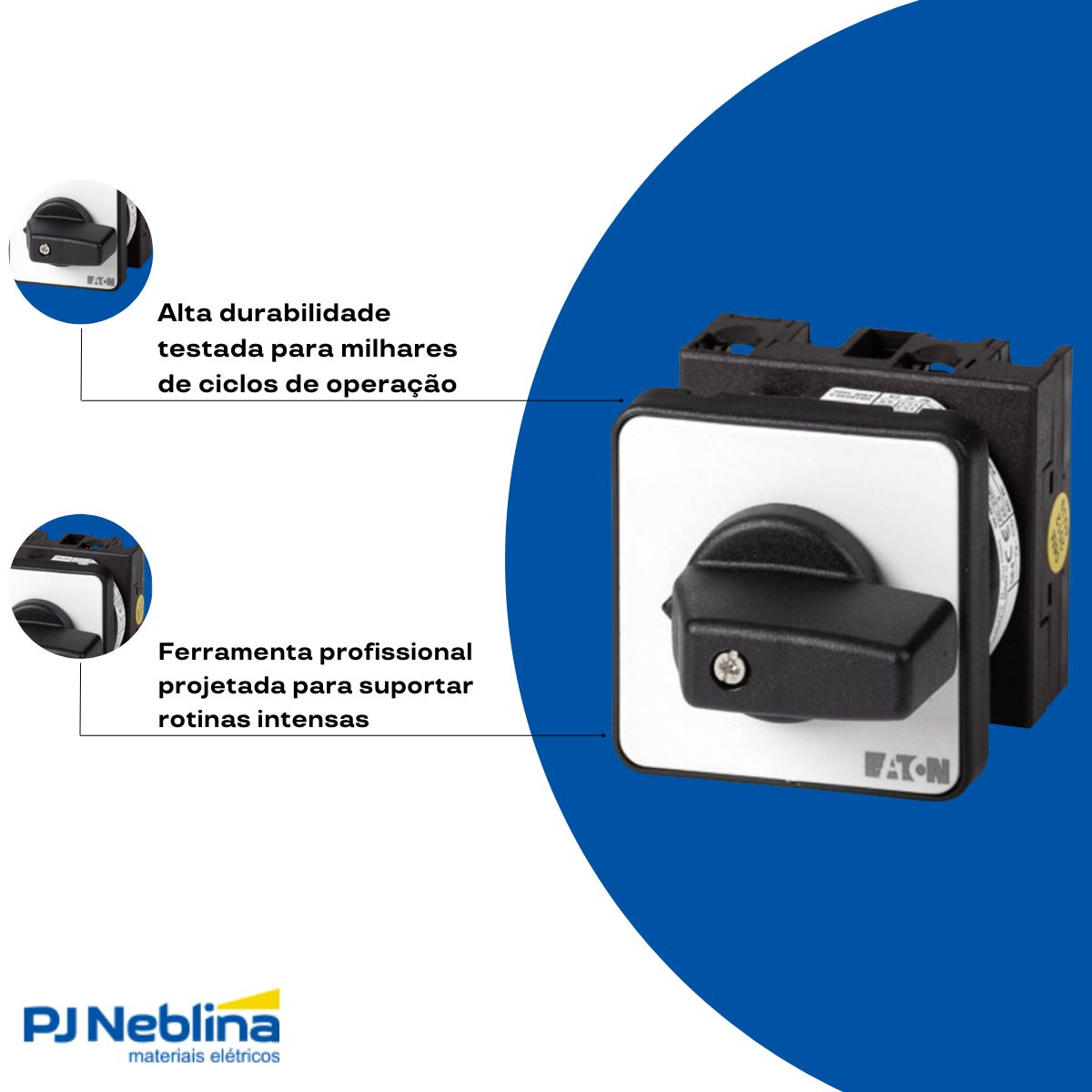 Chave Rotativa Reversora 2 Polos 20A 690V 2 Pos 90G Pt Topo - Moeller