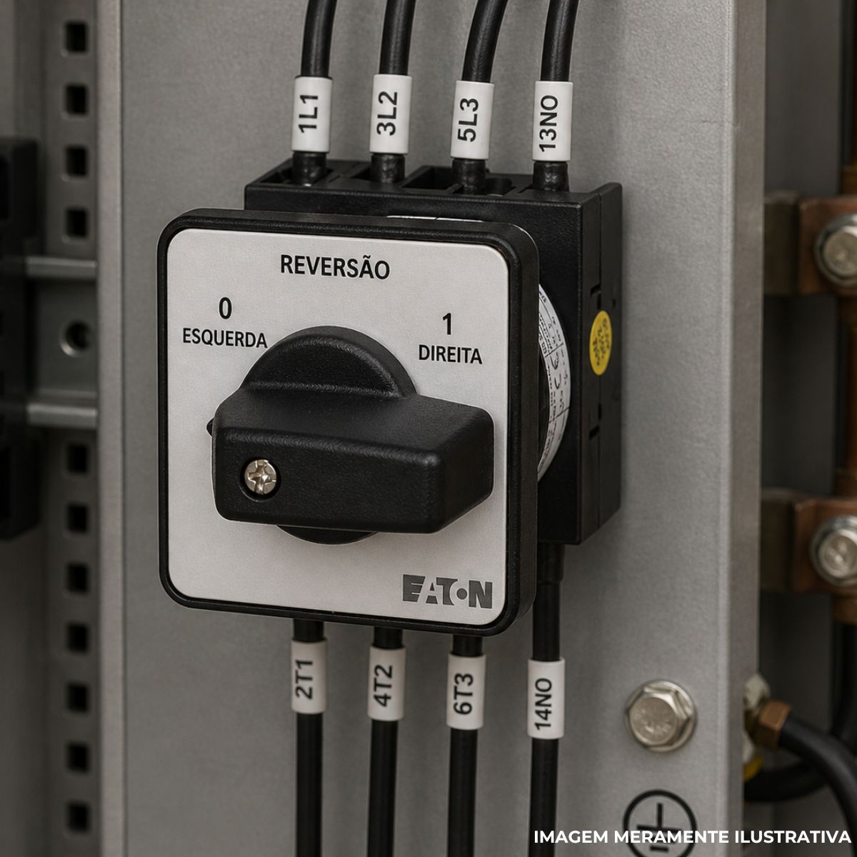 Chave Rotativa Reversora 2 Polos 20A 690V 2 Pos 90G Pt Topo - Moeller