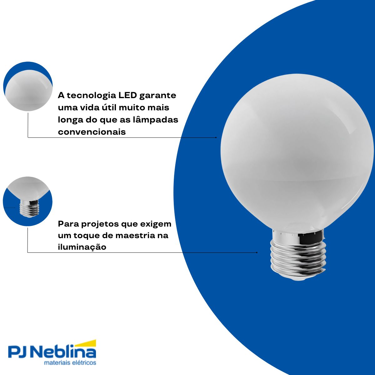 Lâmpada Led Globo G70 8W Bivolt E27 6000K Branco Frio Luz Branca 640Lm - Luminatti