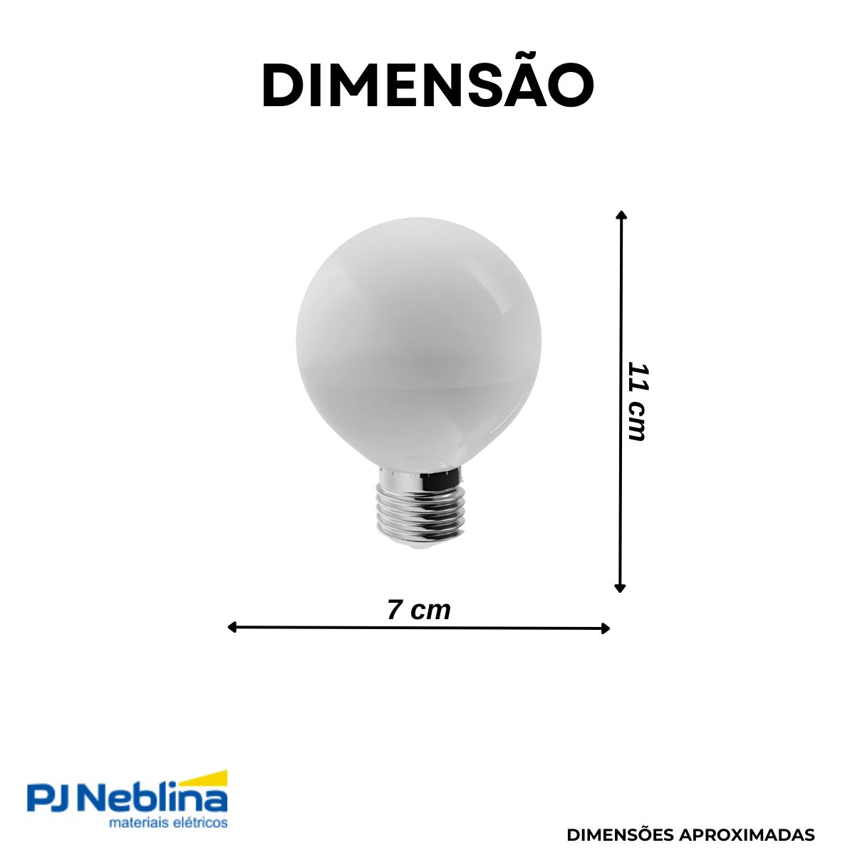 Lâmpada Led Globo G70 8W Bivolt E27 6000K Branco Frio Luz Branca 640Lm - Luminatti