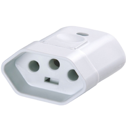 Plug Fêmea 10A 250V Branco Axial - Tramontina