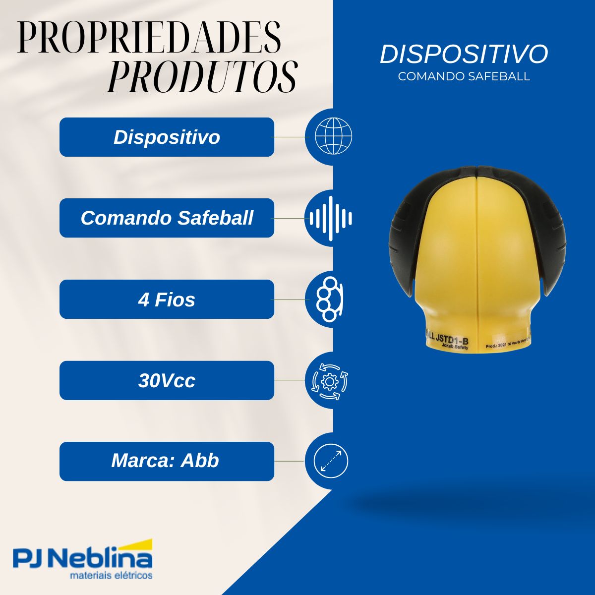 Dispositiv Comando Safeball 4 Fios 2a 30vcc Pt/am 1na+1nf 0,
