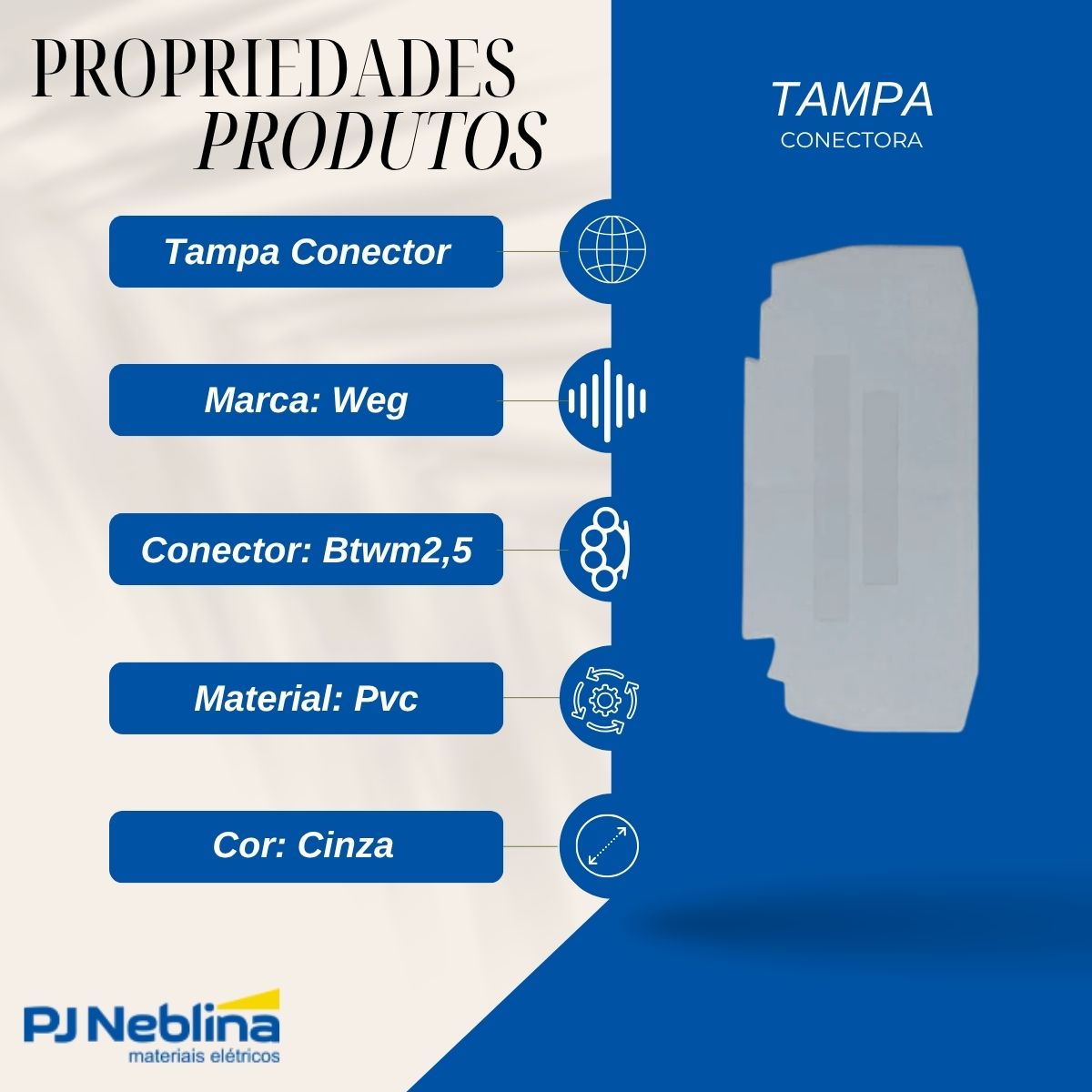 Tampa Conector Final Btwm2,5 Pvc Cinza - Weg