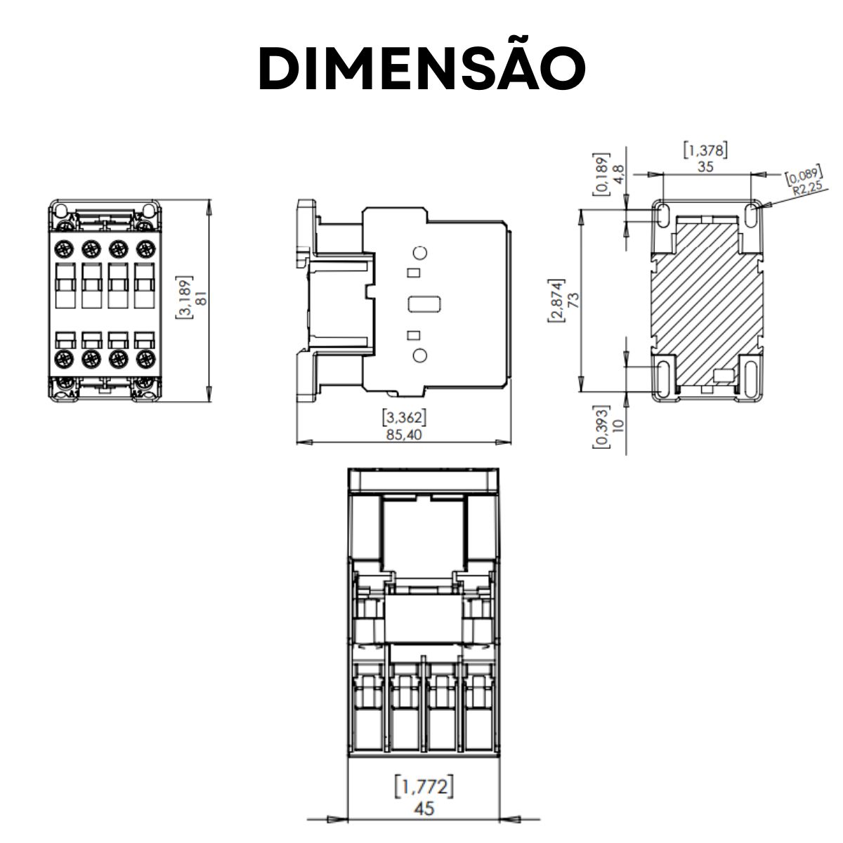 Contator Potencia Tripolar 9A 220V 2Na+2Nf 50/60Hz - Weg