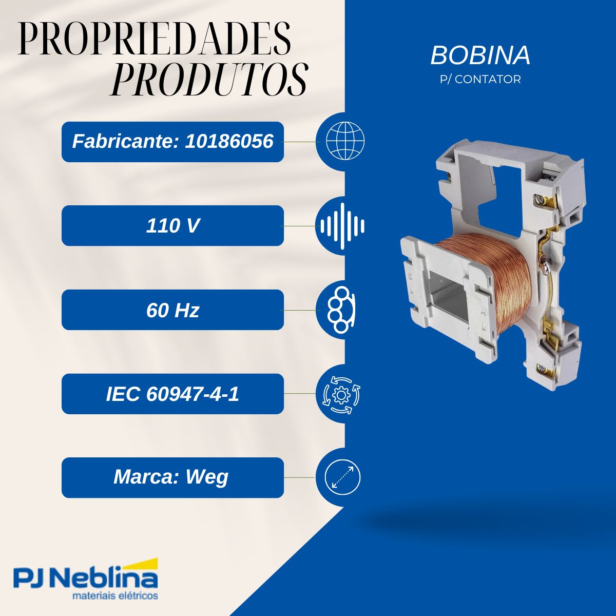 Bobina P/Contator Cwm9 A Cwm25 Cawm4 110V 60Hz - Weg