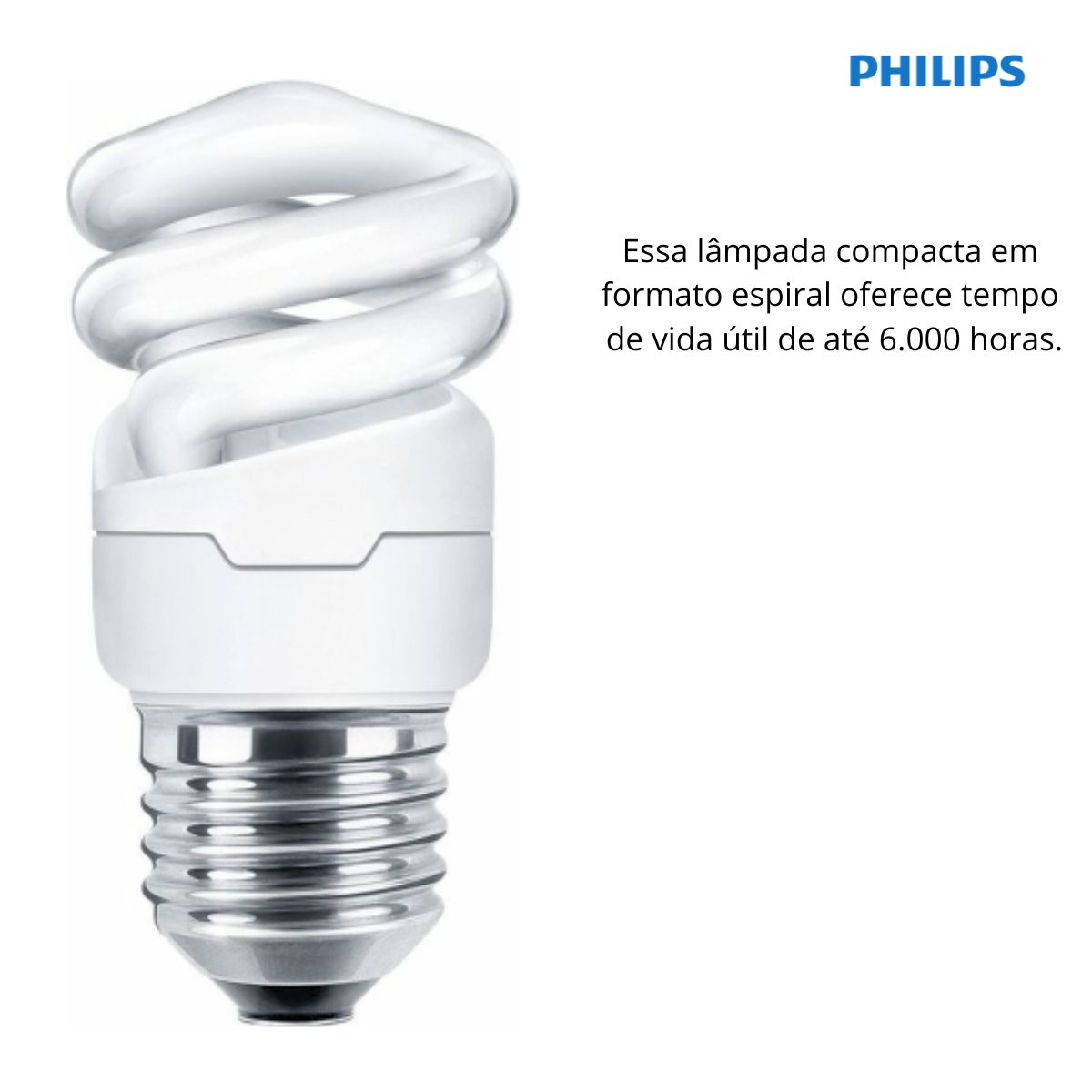 Lâmpada Fluorescente Compacta Espiral 8W 220V E27 6500K Luz Branca Eco Twister - Philips