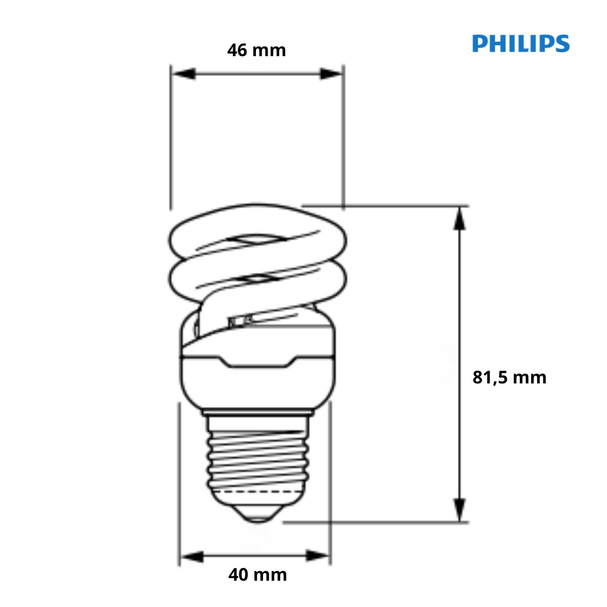 Lâmpada Fluorescente Compacta Espiral 8W 220V E27 6500K Luz Branca Eco Twister - Philips