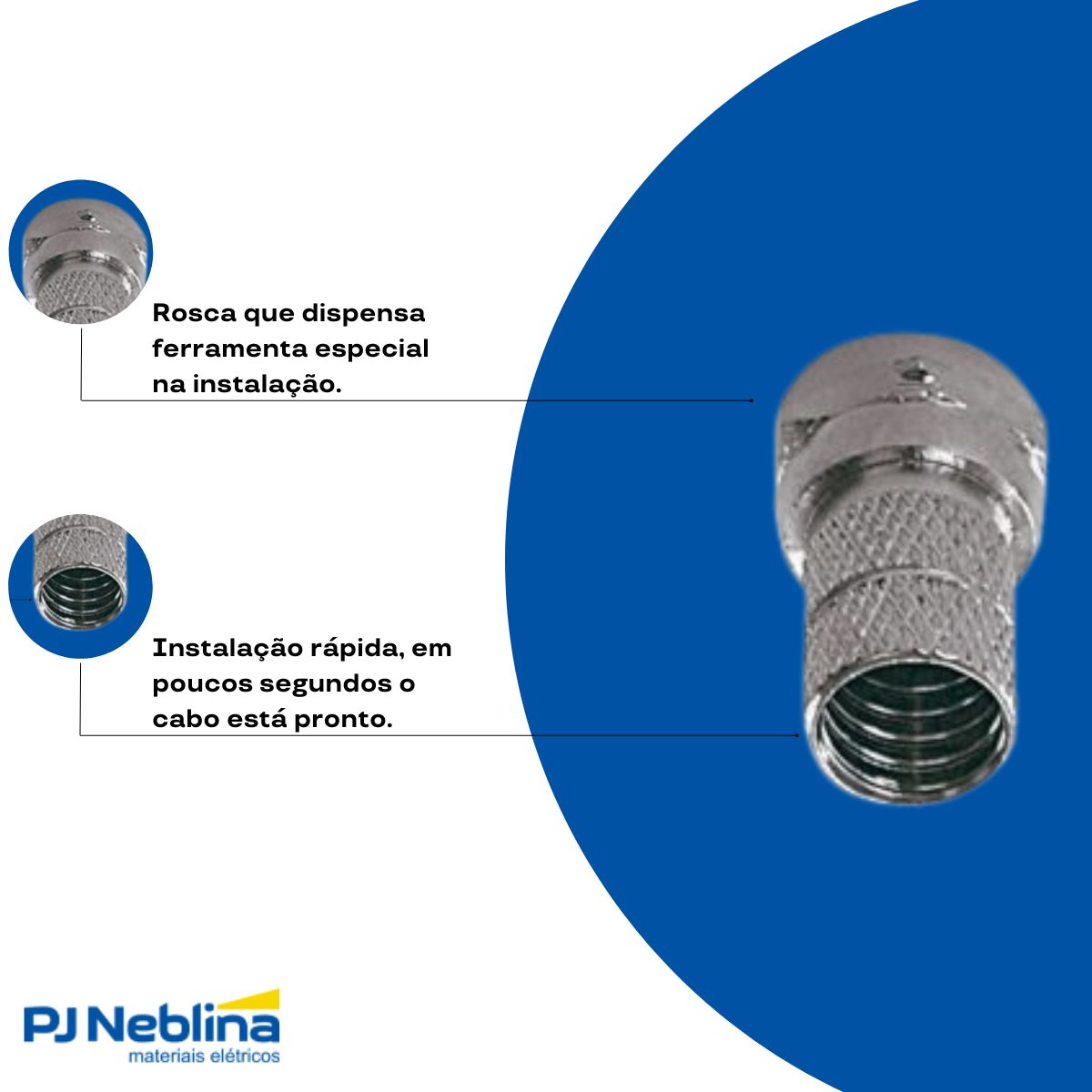 Cartela Conector P/Cabo Coaxial Rg 06 Rosca - Sfixa