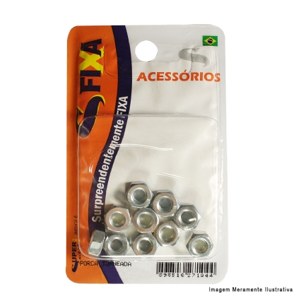 Cartela Porca Torneada 51/6 Polegadas 5 Unidades - Sfixa - Sfixa