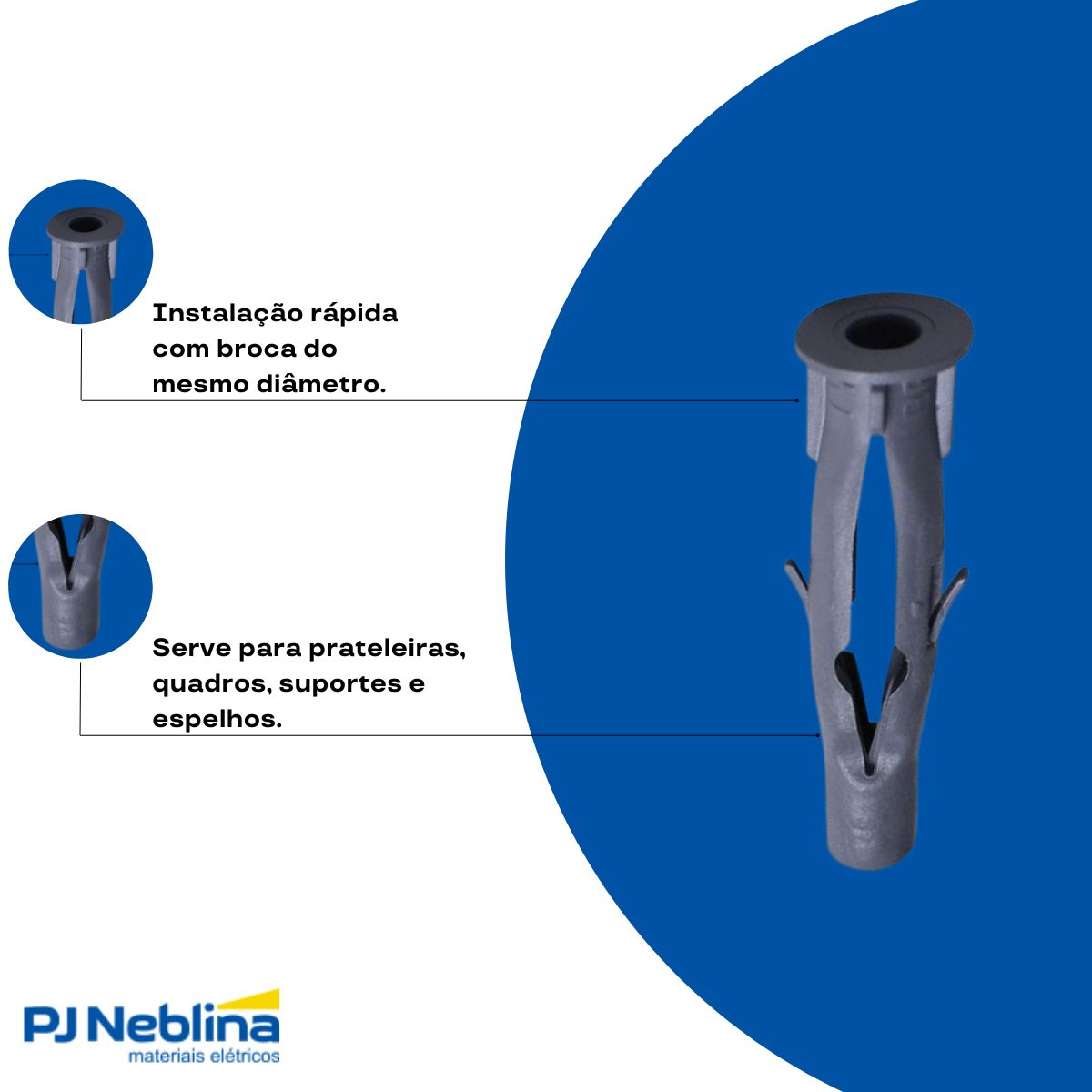 Cartela Bucha Plástica N.10 Parede Oca C/10Pcs - Sfixa