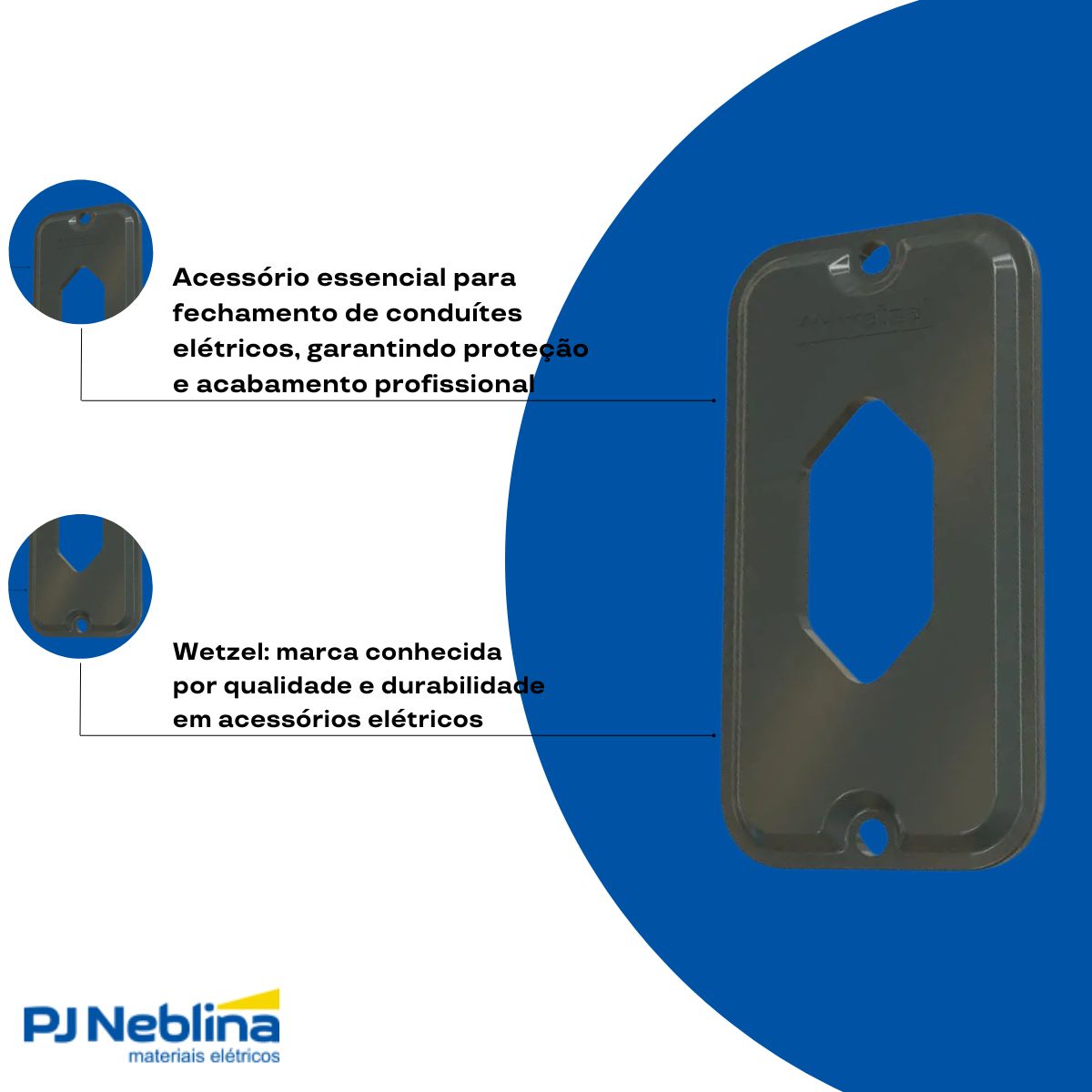 Tampa Condulete 1 Tom Hexagonal Vertical Pvc 1/2-3/4 Cinza S/Vedação - Wetzel