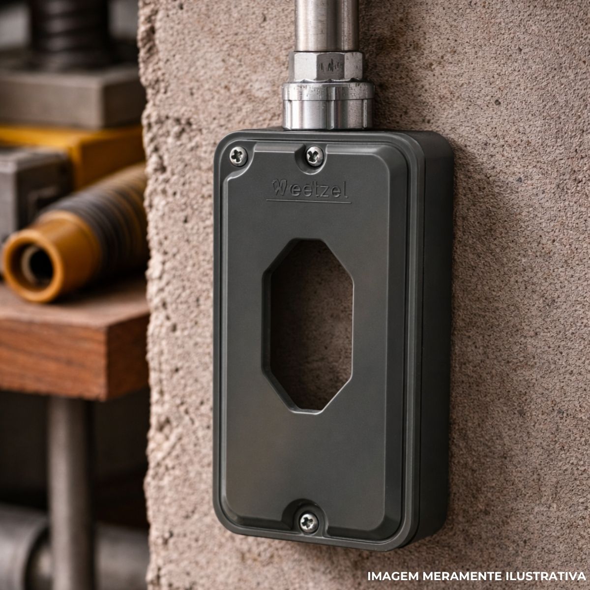 Tampa Condulete 1 Tom Hexagonal Vertical Pvc 1/2-3/4 Cinza S/Vedação - Wetzel