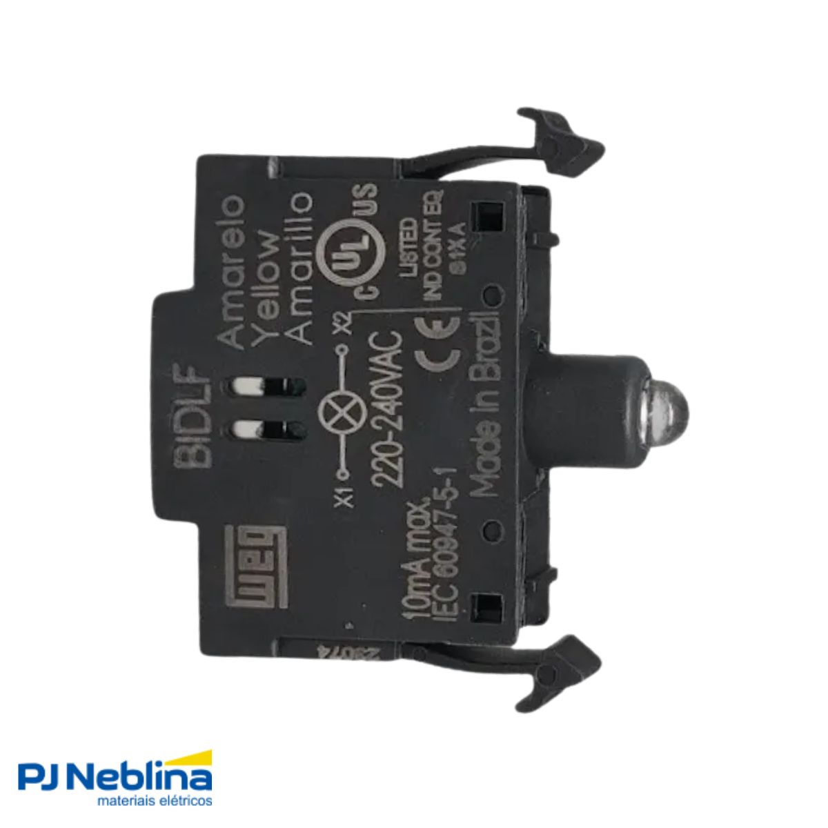 Bloco Contato Iluminado Led P/Botão/Sinaleiro 220-240V Vermelho - Weg