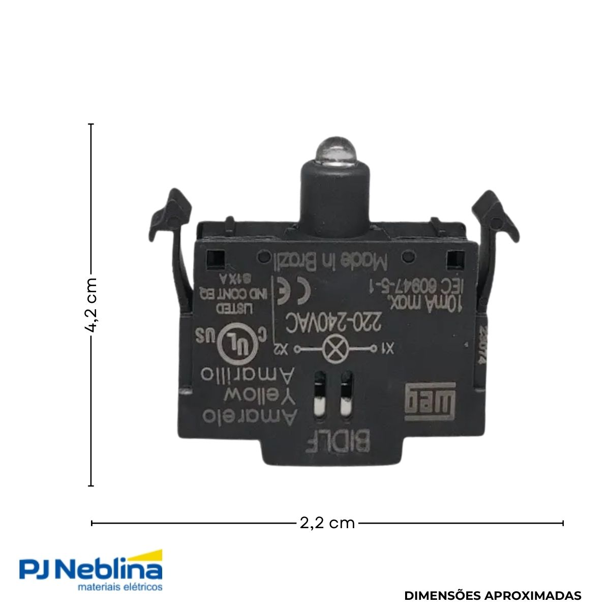 Bloco Contato Iluminado Led P/Botão/Sinaleiro 220-240V Vermelho - Weg