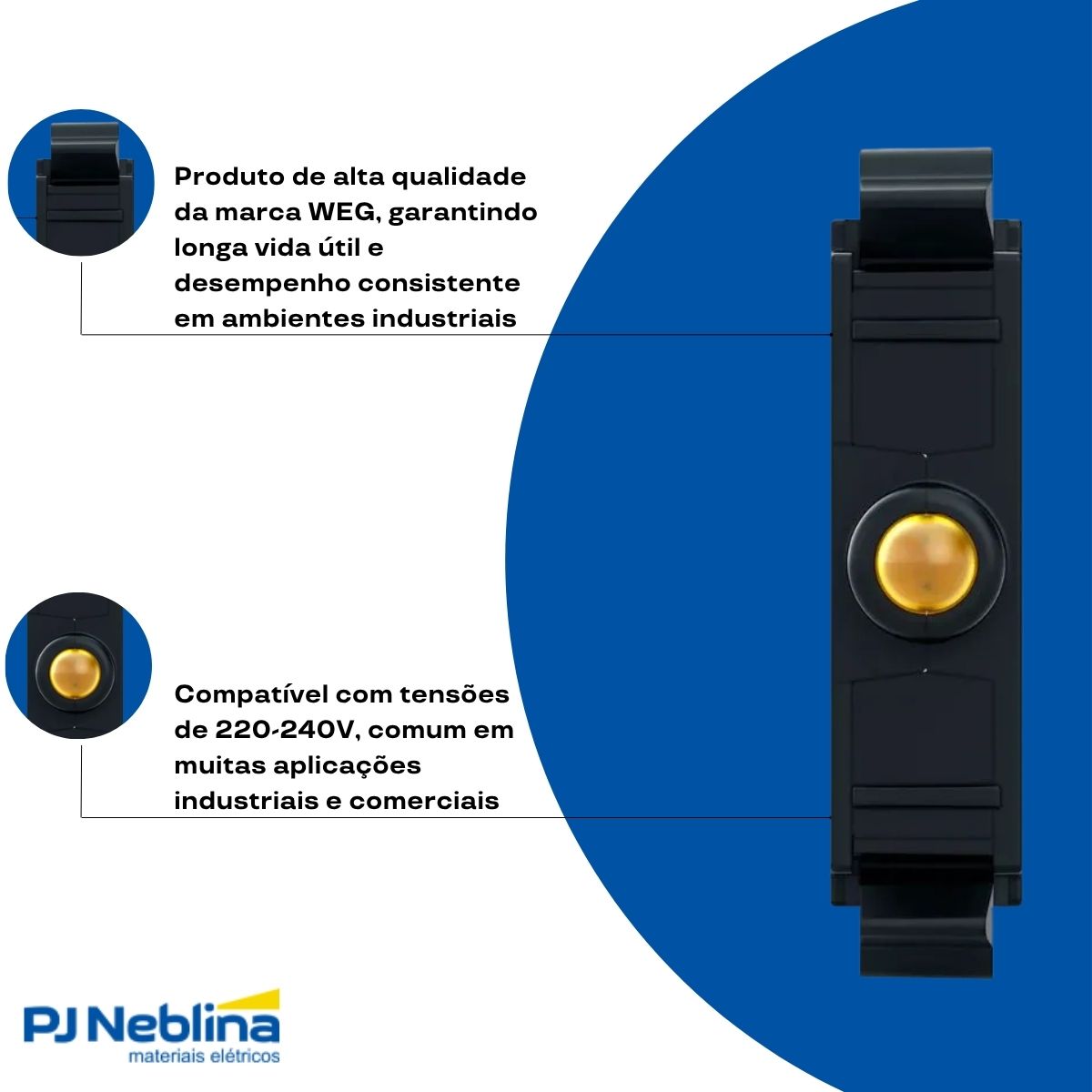 Bloco Contato Iluminado Led P/Botão/Sinaleiro 220-240V Amarelo - Weg