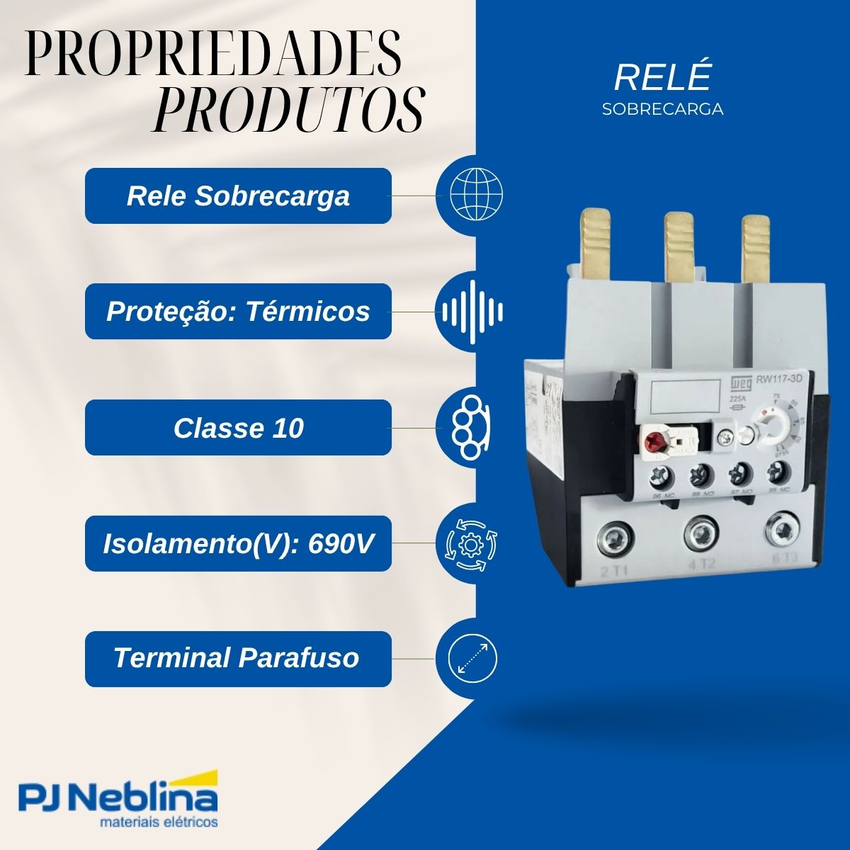 Relé Sobrecarga Térmico 63-80A Classe 10 - Weg
