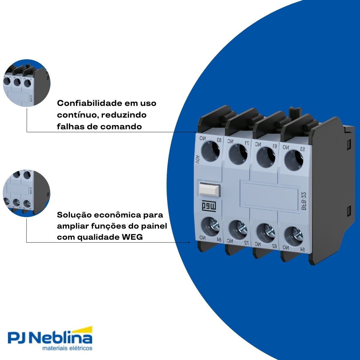 Bloco Contato Auxiliar P/Contator Frontal 1Na+3Nf - Weg