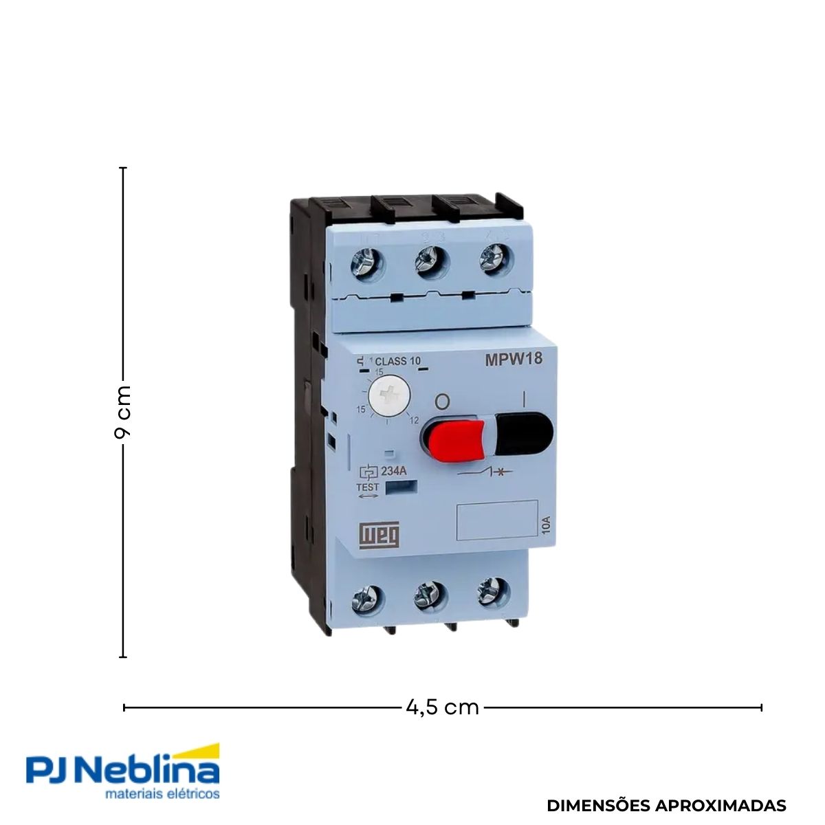 Disjuntor Motor Tripolar 1A 0,63-1A 0,33Cv 380/415V 100Ka 380/440V 50/60Hz - Weg