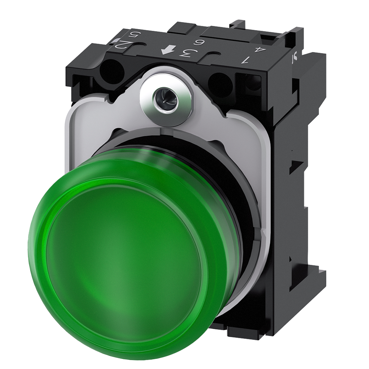 Botão Sinalizador Led Plástico 22mm 230Vac Verde Com Suporte 3SU11066AA401AA0 Siemens