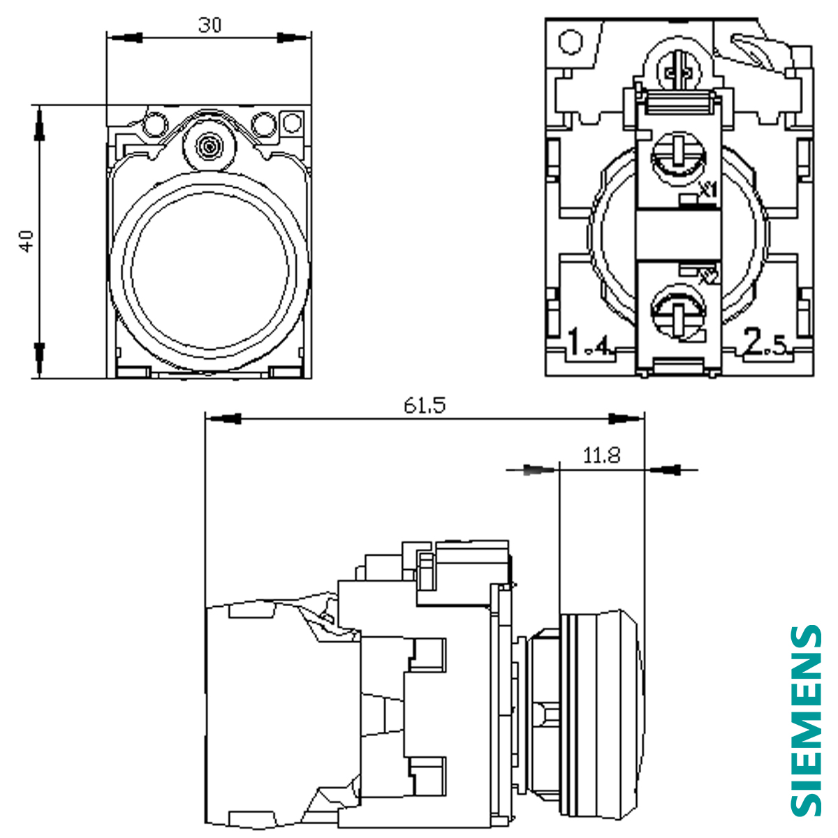 Botão Sinalizador Led Plástico 22mm 230Vac Verde Com Suporte 3SU11066AA401AA0 Siemens