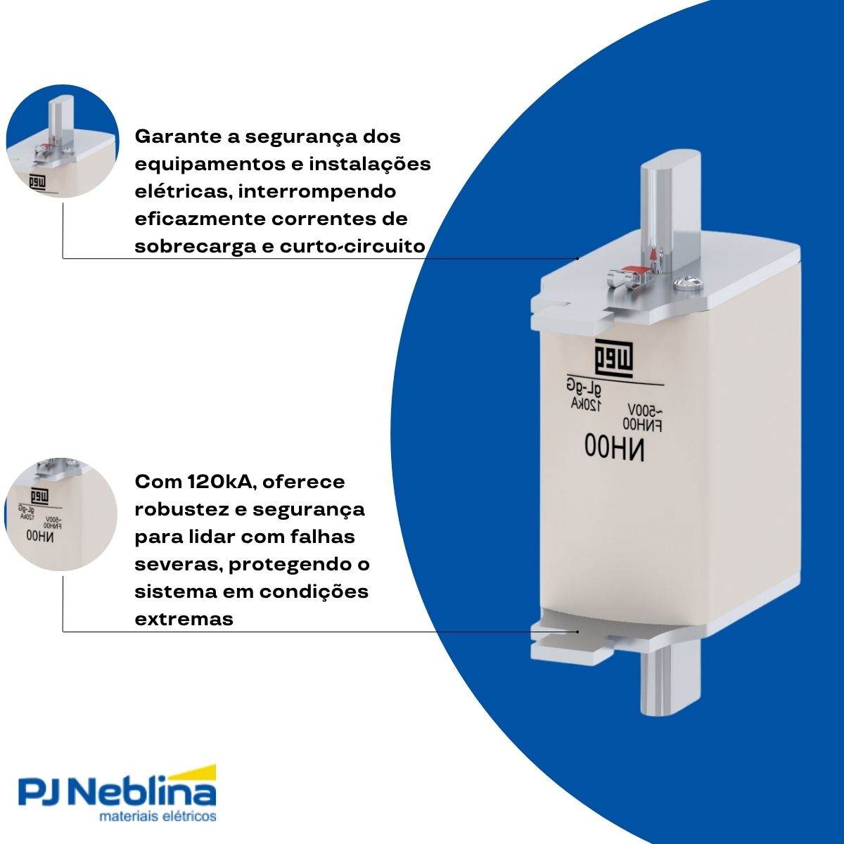 Fusível Nh Retardado Gg/Gl 35A 500V 120Ka T-00 - Weg