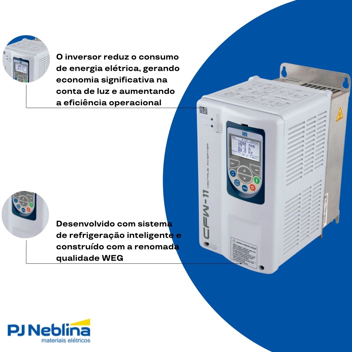 Inversor Frequência Trifásico 200-240V 50/60Hz 28A 7,5Kw - Weg - Código Fabricante: 10234053