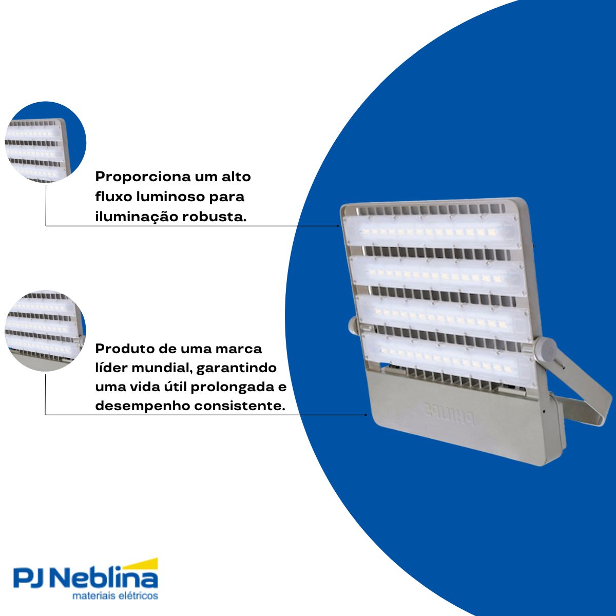 Luminária Refletor Led Retangular Embutir Cinza 110W 220/240V 4000K Branco Neutro 11000Lm Ip65 - Philips