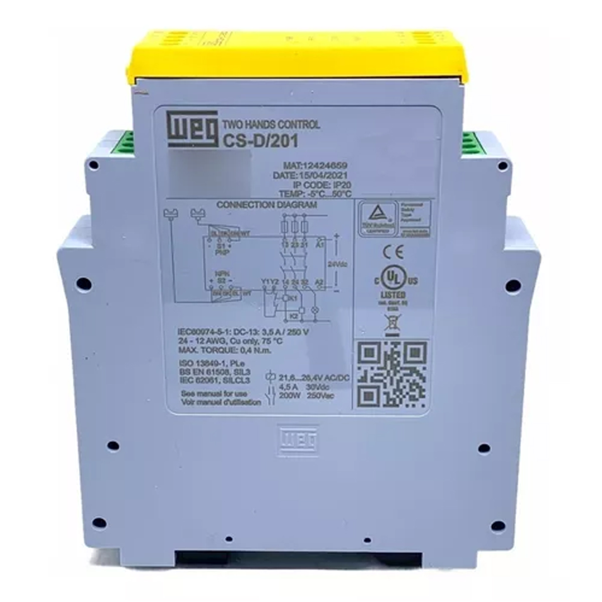 Rele Segurança Simultaneidade Cat 4 24Vcc 2Na 1 Saída Auxiliar Nf IP20 Weg