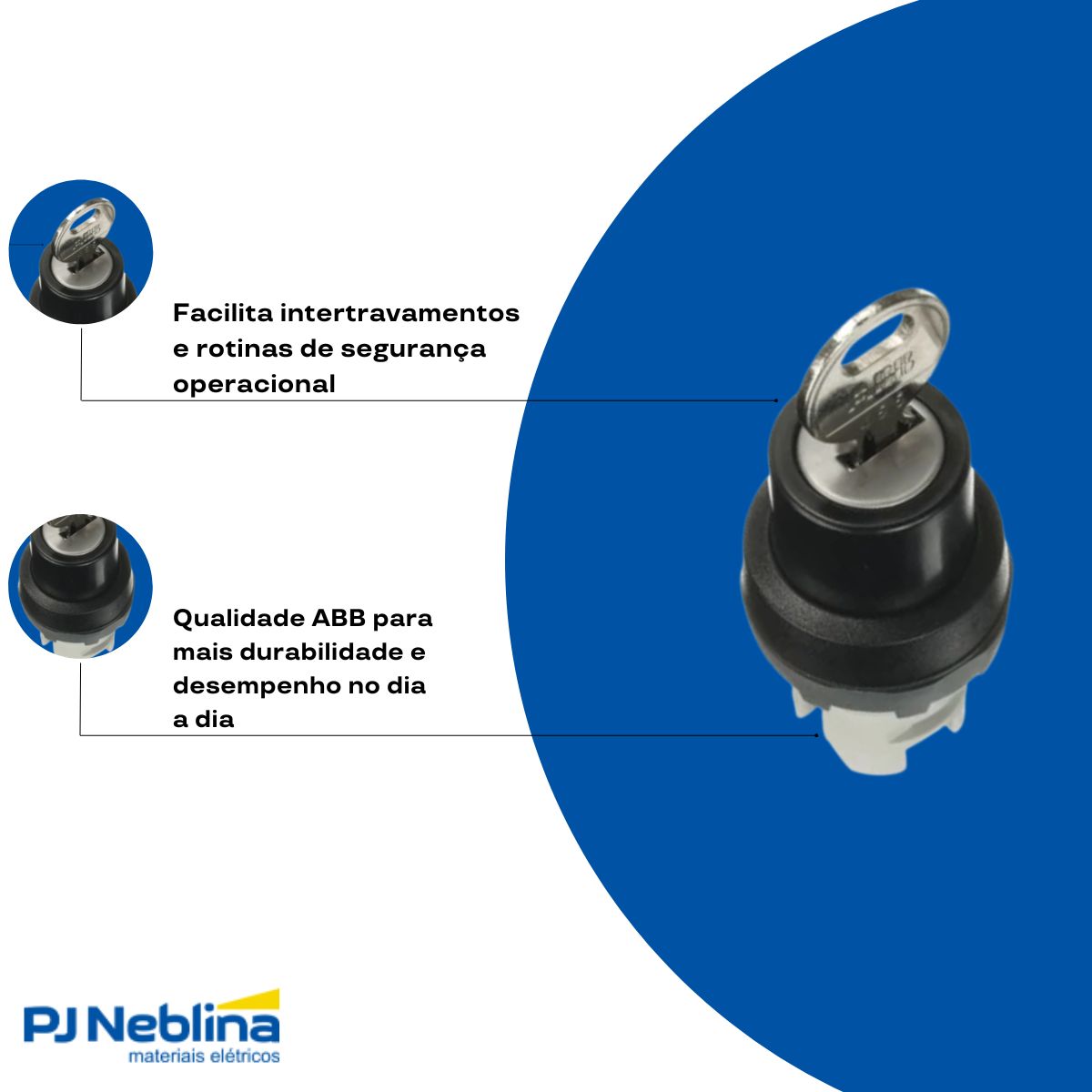 Comutador Yale 2Pos C/Retenção Aro Preto C/Chave Removida 2 Posições - Abb
