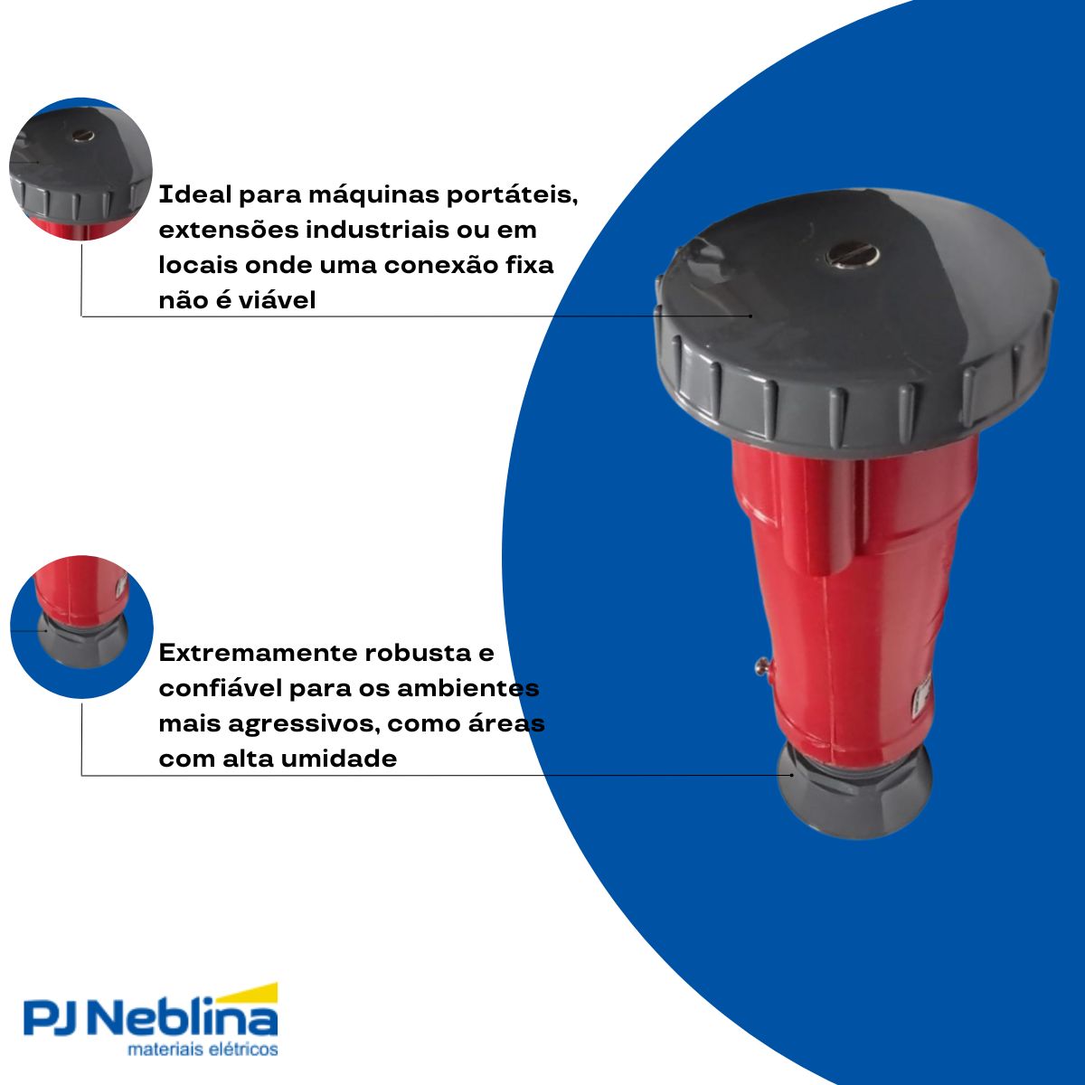 Tomada Industrial Femea Móvel Acoplador Prova D'água 3P+T 32A 380/440V Vm 3H Ip67 - Steck