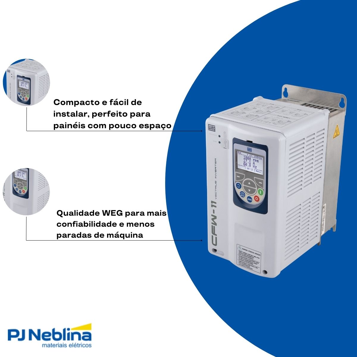 Inversor Frequência Trifásico 200-240V 50/60Hz 8A 1,5Kw - Weg