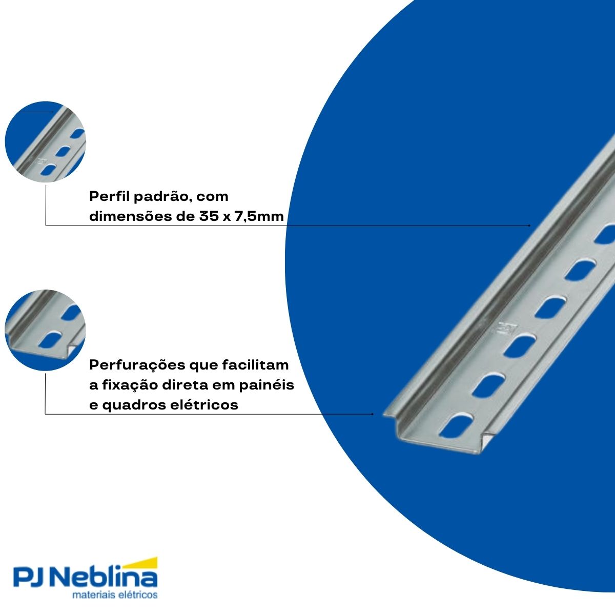 Trilho Fixacao Din Perfurado Ts-35 2000mm Aco Galv Eletr
