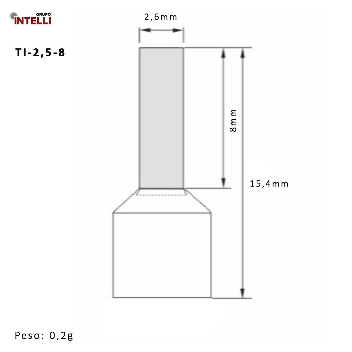 Terminal Tubular Ilhos 2,50Mm 14Awg Pre-Isolado Azul 1003 Intelli