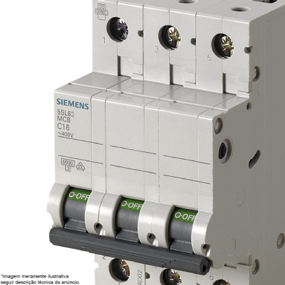 Disjuntor Mini Din Tripolar 10A Curva C 4,5Ka 220/380V 5SL33107MB - Siemens