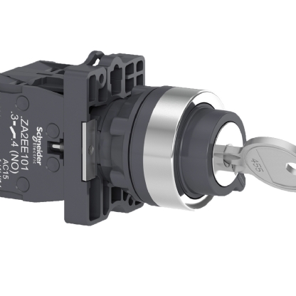 Chave Seletora Plástico 22mm 3 Posições Retorno C/Chave Retira Meio 2Na XA2EG73 - Schneider Electric