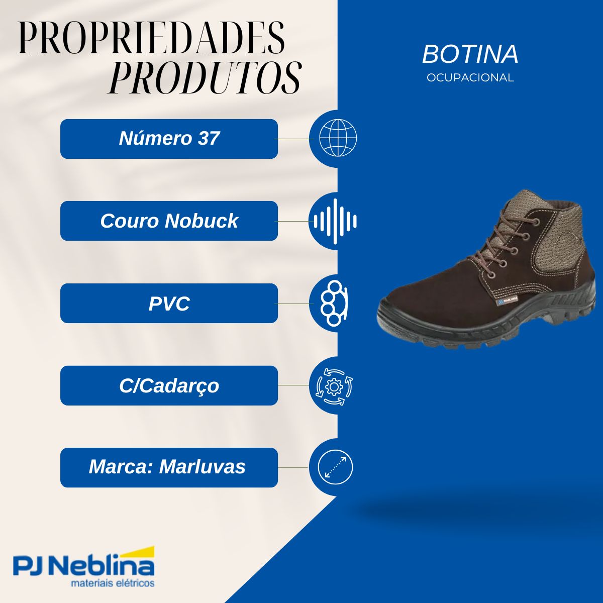 Calçado Botina Ocupacional Nobuck Café Fech Cadarço Nr 37 Pu Bidenc C/Biq Pvc Mont Mat Sint Ca-45611 Trekking Cor Café - Marluvas