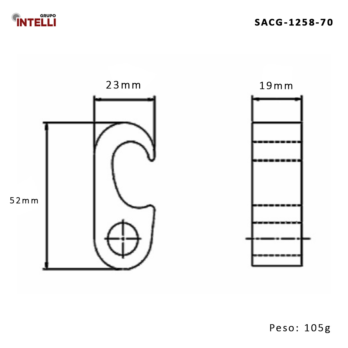 Conector Aterramento Compressão Simples Cobre Cabo/Haste 250Mcm Haste 1/2-5/8 Sacg 10304 Intelli