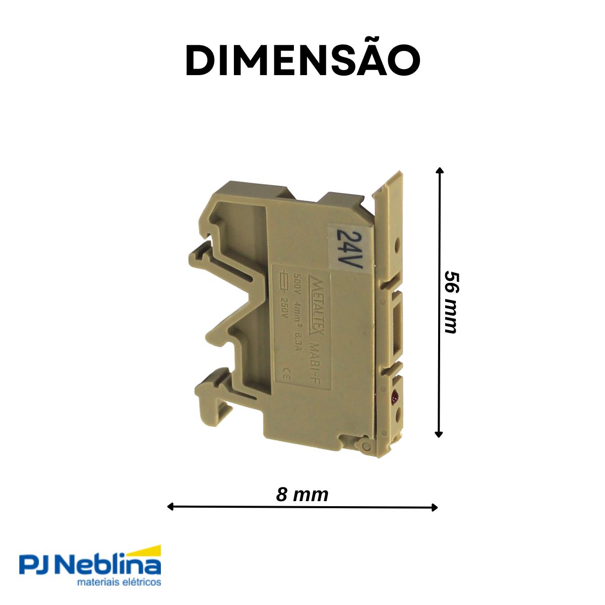 Conector Borne Passagem Porta Fusível 2 Conexões 4,00Mm 500V Bege Led 24V - Metaltex