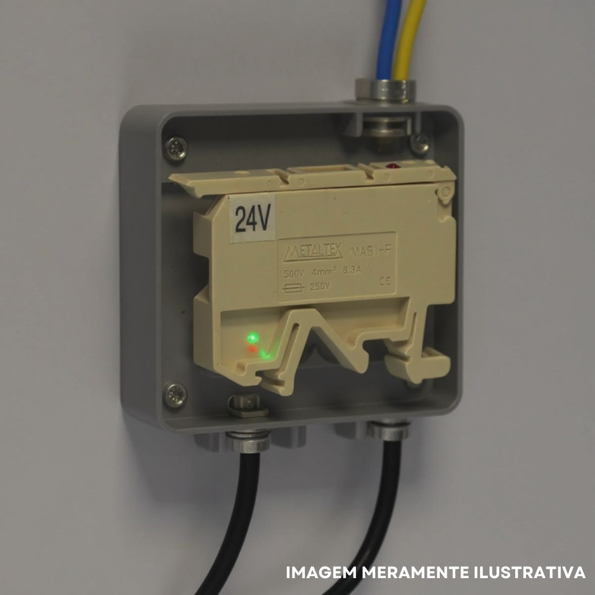 Conector Borne Passagem Porta Fusível 2 Conexões 4,00Mm 500V Bege Led 24V - Metaltex