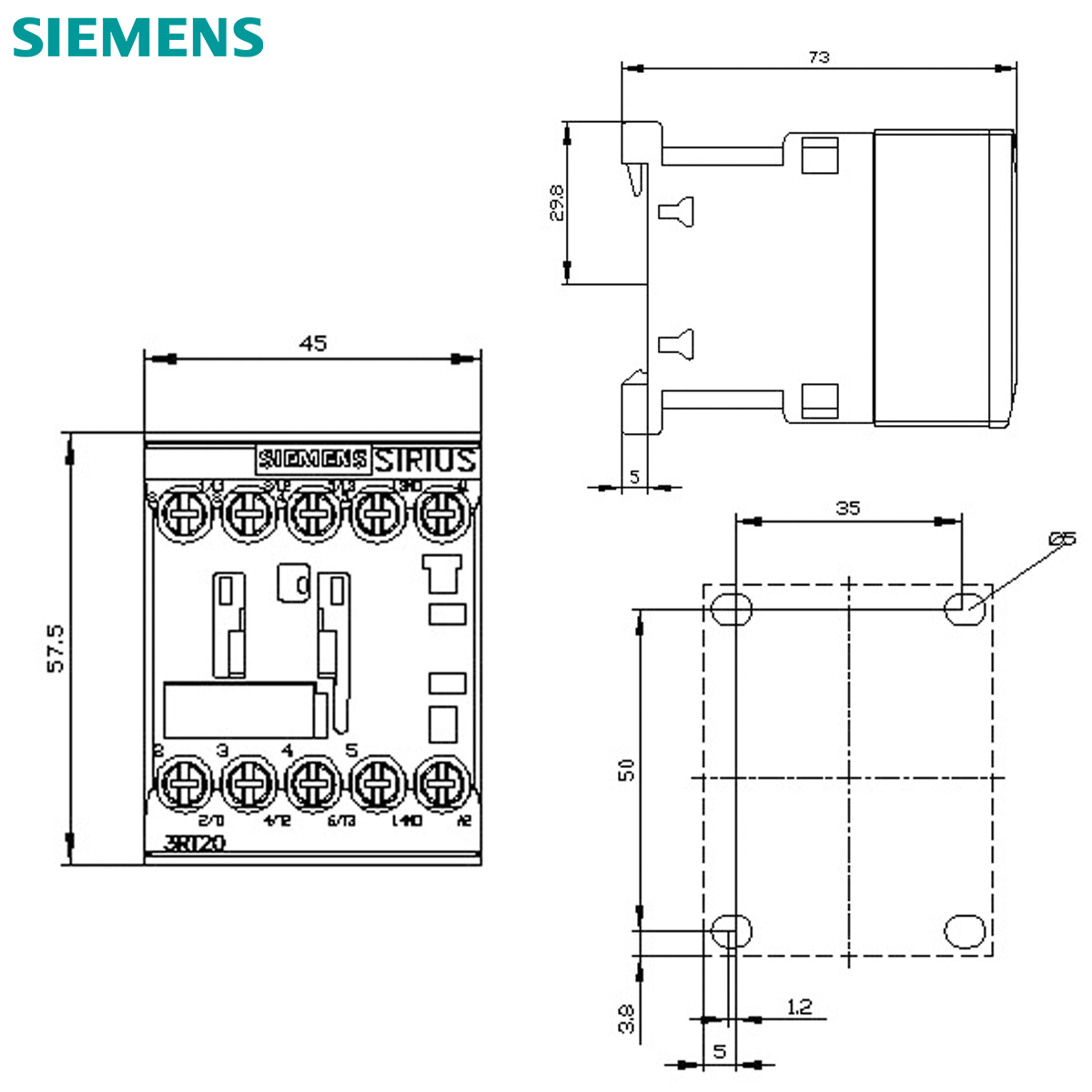 Contator De Potência Tripolar 12A 24V 1Na 50/60Hz 3RT20171AB01 Siemens
