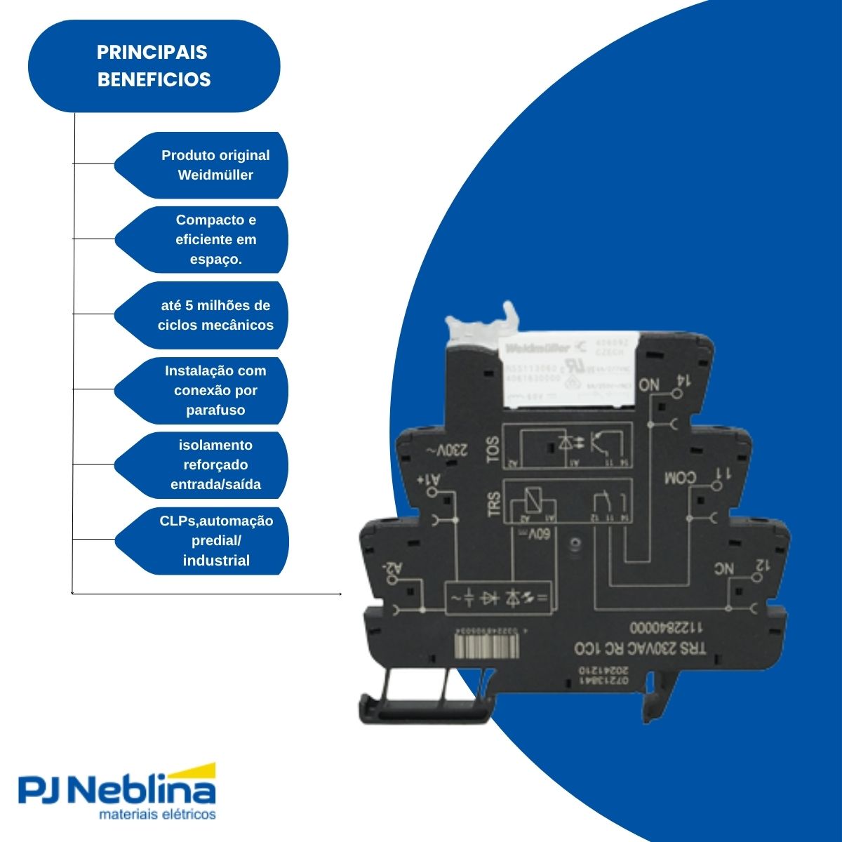 Rele Interface Eletromecanico 6a 230v 1rev (spdt) C/led Vd