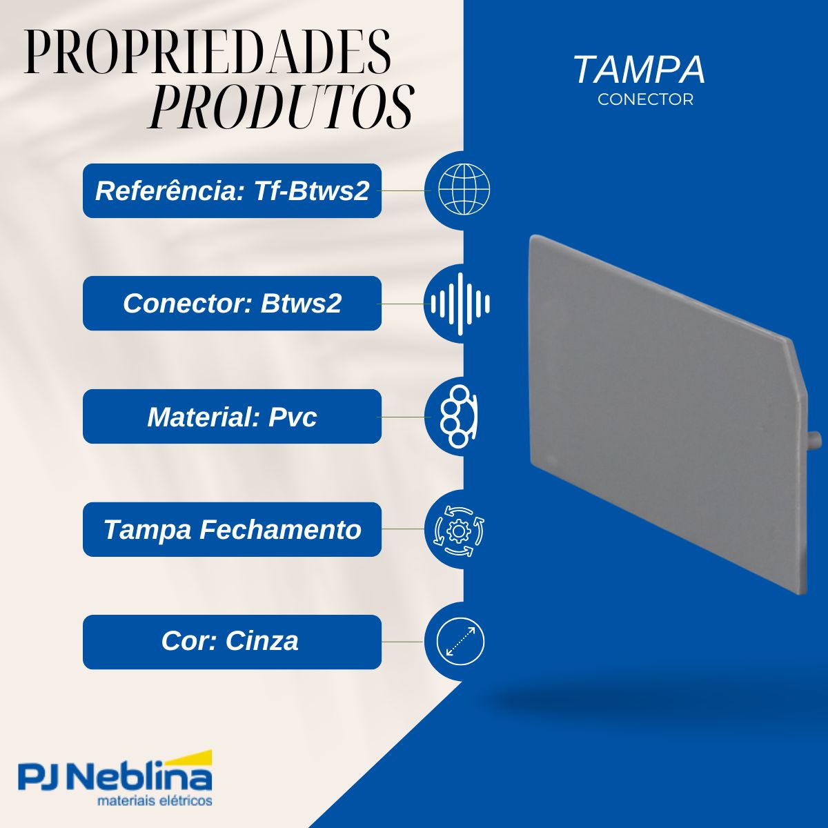 Tampa Conector Final Btws2 Pvc Cinza - Weg