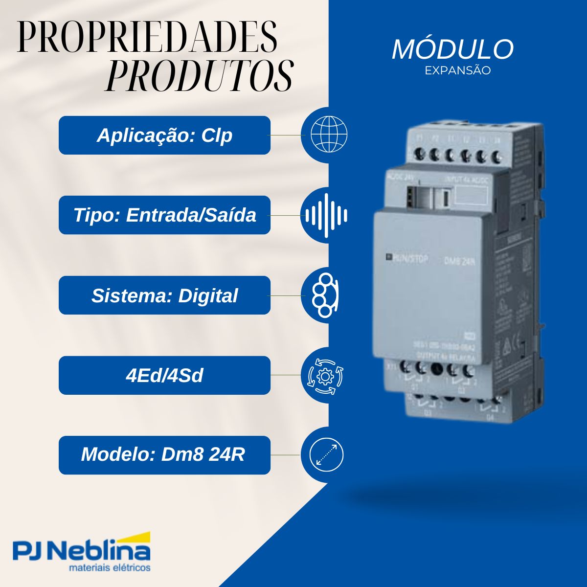 Módulo Expansão Clp Entrada/Saída Digital 4Ed/4Sd Dm8 24R Logo - Siemens