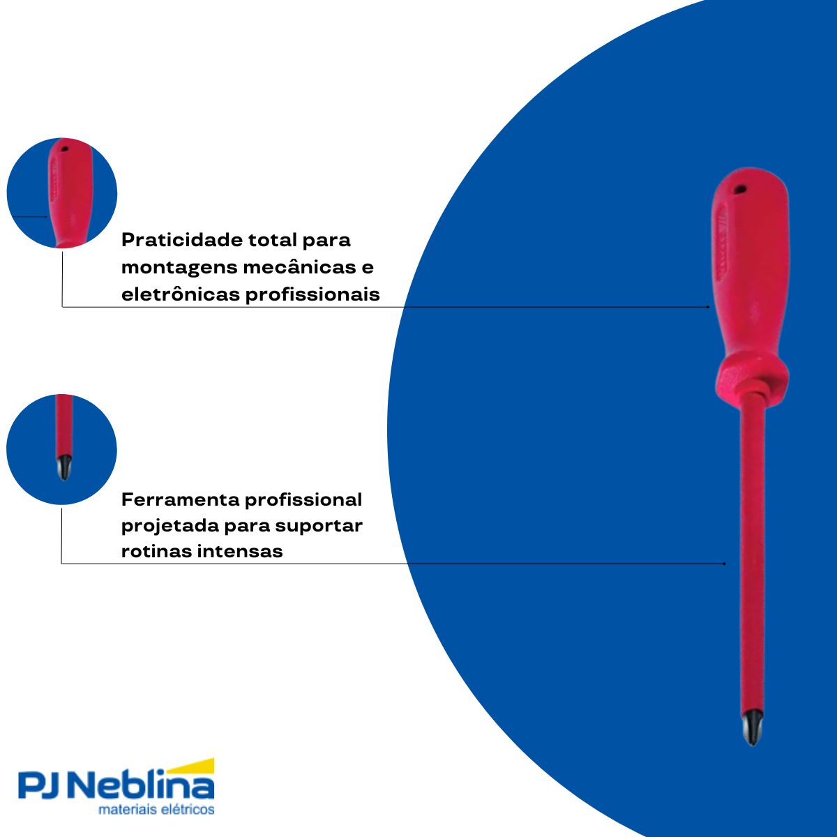 Chave Fenda Ponta Cruzada (Philips) Isolada 1000V Ph1 3/16X6Pol (4,5X150Mm) Cabo Ergonom Vermelho - Gedore