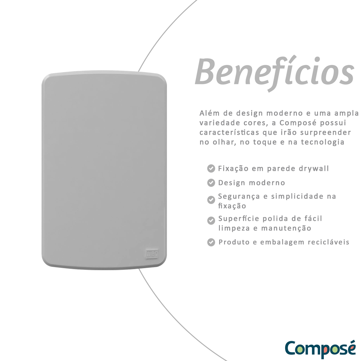 Placa Acabamento 4x2 Cega Cinza Composé 13207291 Weg