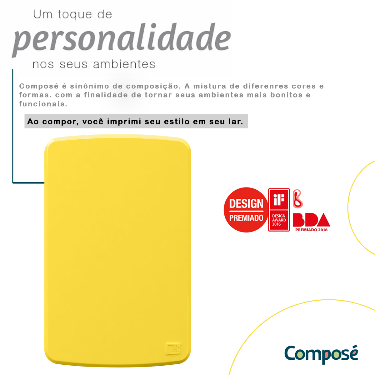 Placa Acabamento 4x2 Cega Amarelo Plástico Composé 13207292 Weg